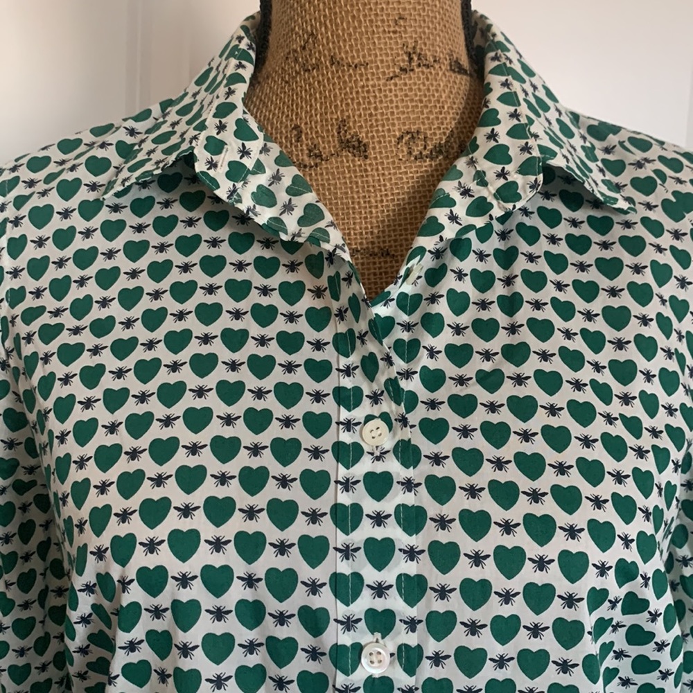 J. Crew Button Down with Hearts and Bees